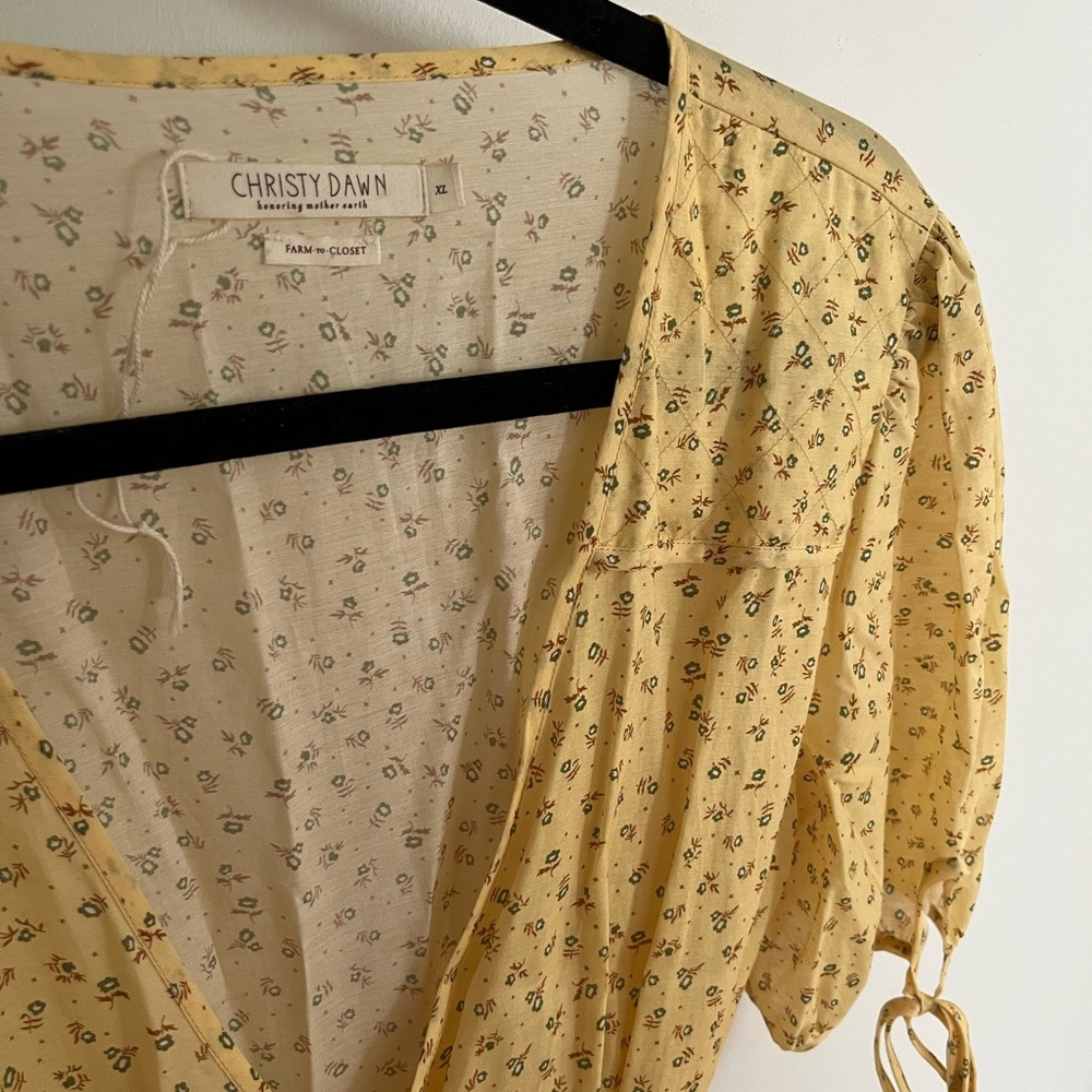 Christy Dawn Augusta Wrap Maxi Dress Yellow Floral - Picture 3 of 4